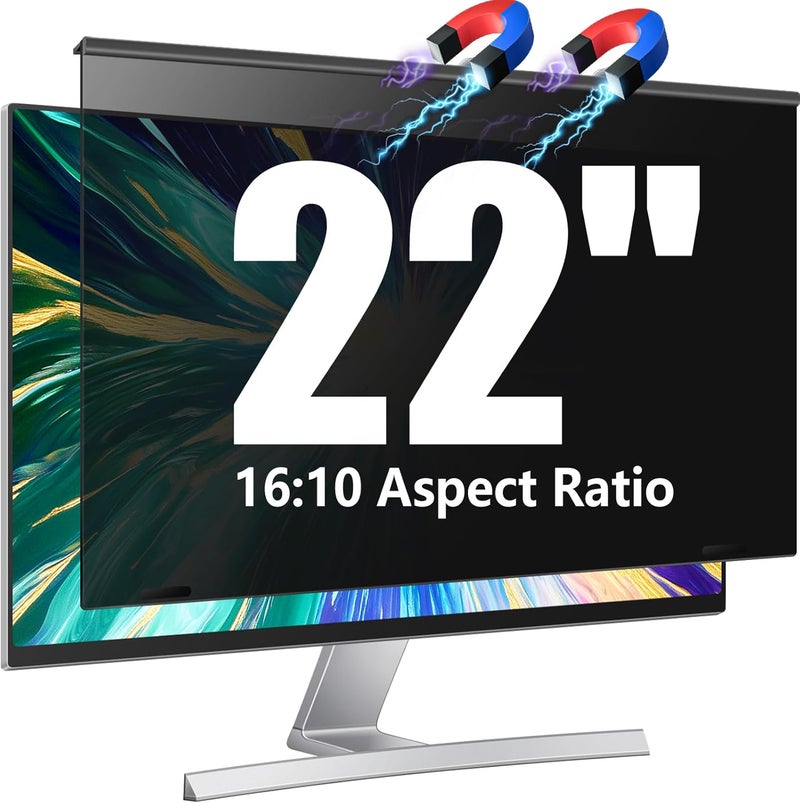 JEEETINTX Magnetic Computer Privacy Screen Filter 22 inch for 16:10 Widescreen Monitor Desktop PC, 22in Hanging Removable Anti Blue Light Glare Eye Protection Shield, Screen Protector Panel - Image 1